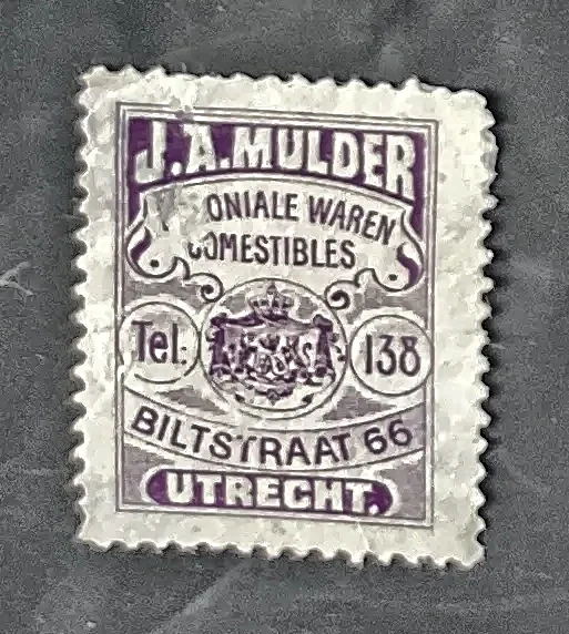 Sluitzegel J.A. Mulder – Koloniale Waren, Utrecht