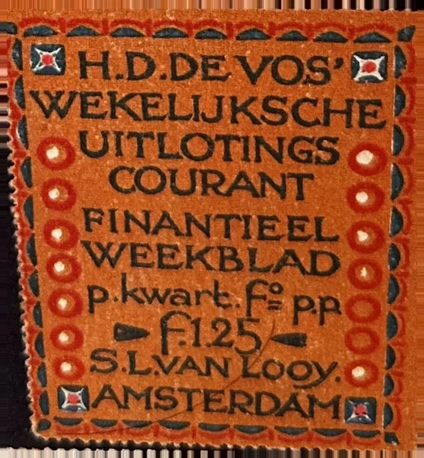 Wekelijksche Uitlotings Courant – H.D. de Vos, Amsterdam