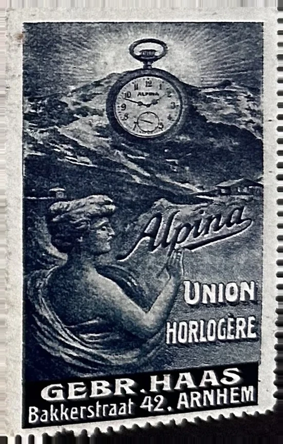 Reclamesluitzegel Alpina Horloges – Gebr. Haas Arnhem