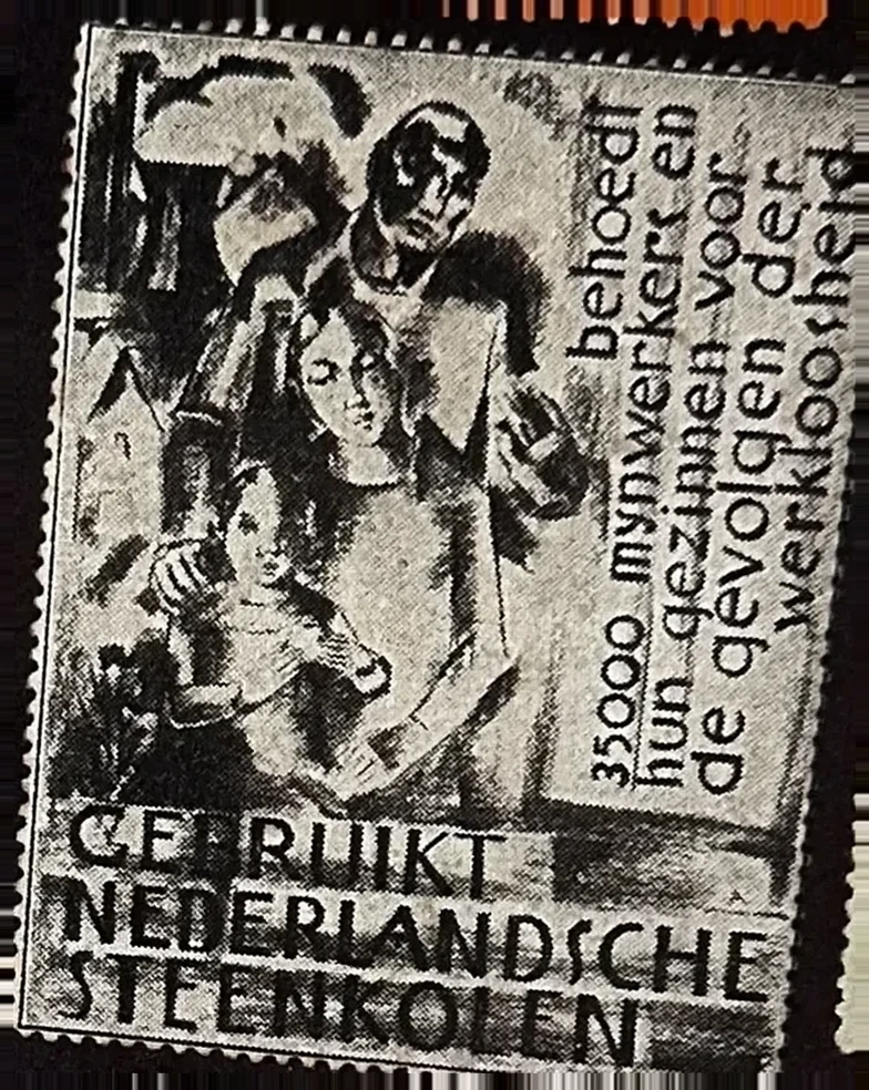 Gebruikt Nederlandsche Steenkolen – Sociale propagandazegel mijnwerkers