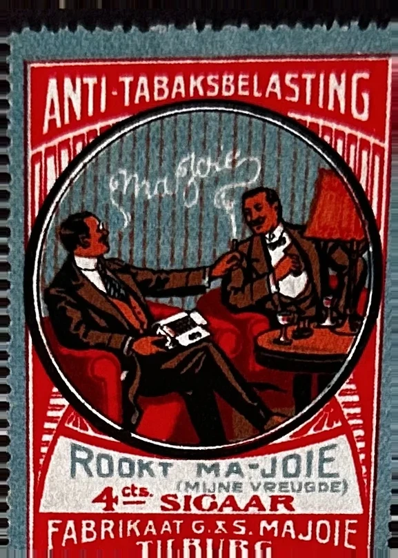 Protestzegel Ma-Joie Sigaren tegen Anti-Tabaksbelasting