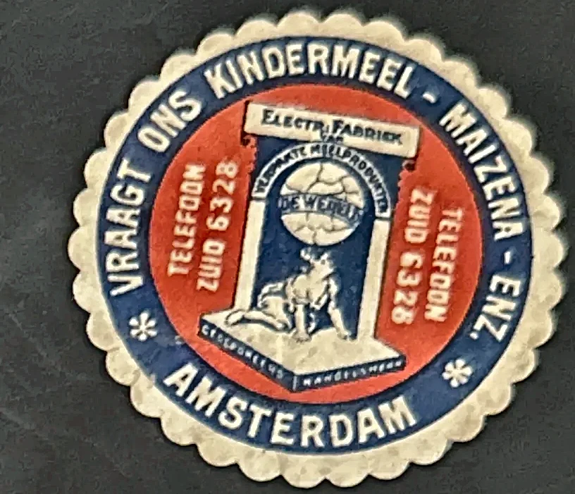 Reclamesluitzegel Electrische Meelfabriek Amsterdam – Kindermeel & Maizena