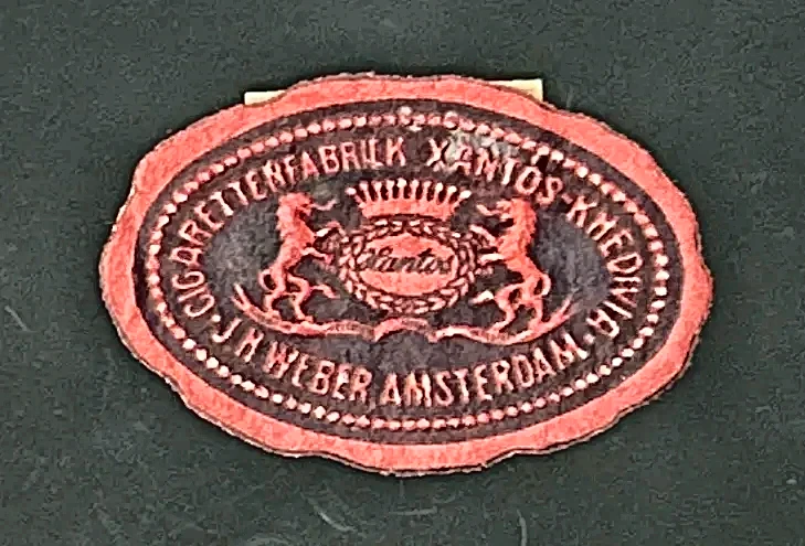 Sluitzegel Cigarettenfabriek Xantos-Khedive, J.H. Weber Amsterdam