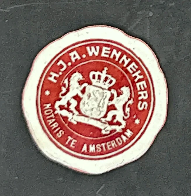 Sluitzegel Notaris H.J.A. Wennekers – Amsterdam