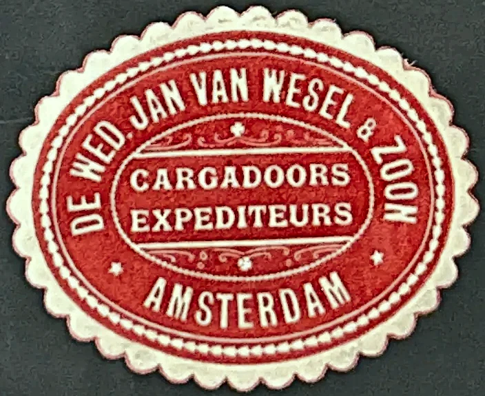 Sluitzegel De Wed. Jan van Wesel & Zoon – Cargadoors & Expediteurs Amsterdam