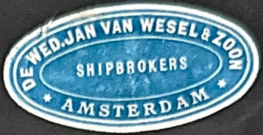 Sluitzegel De Wed. Jan van Wesel & Zoon – Shipbrokers Amsterdam