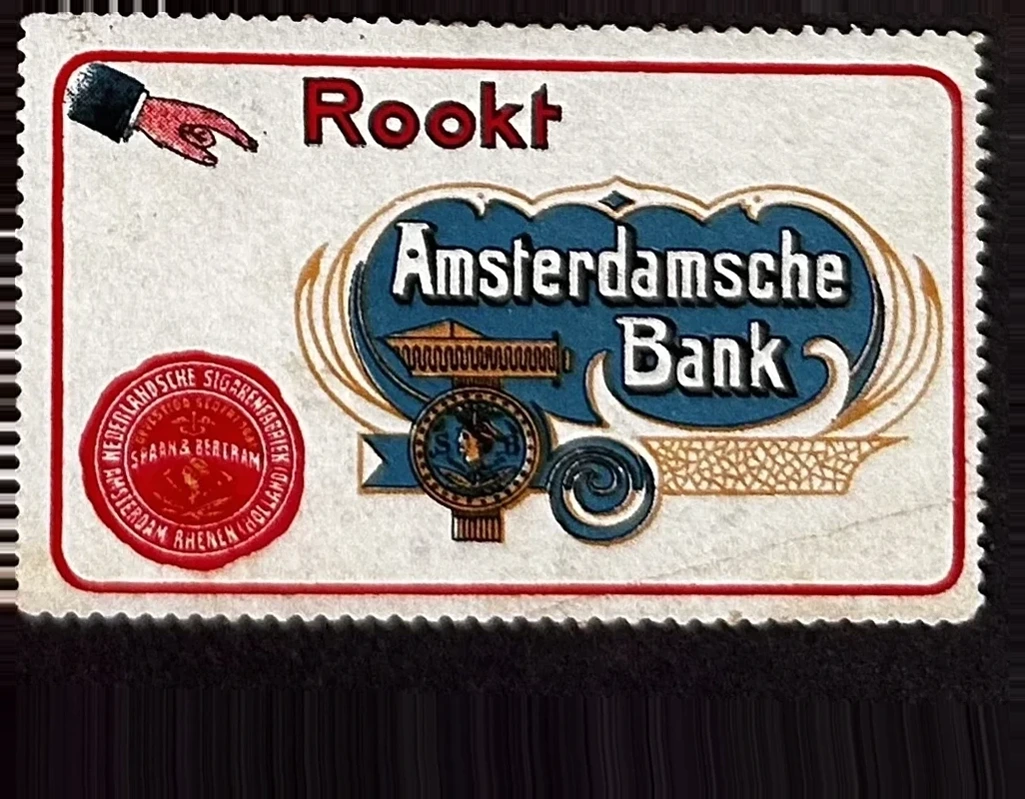 Reclamesluitzegel Amsterdamsche Bank / Nederlandsche Sigarenfabrieken