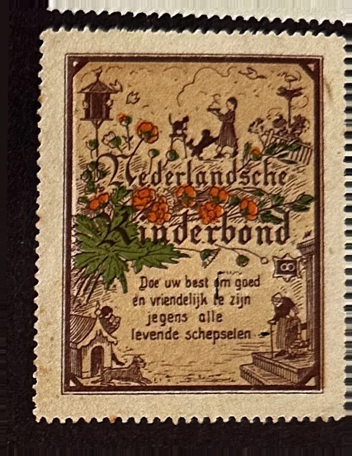 Sluitzegel Nederlandsche Dierenbond met dierenwelzijnsspreuk
