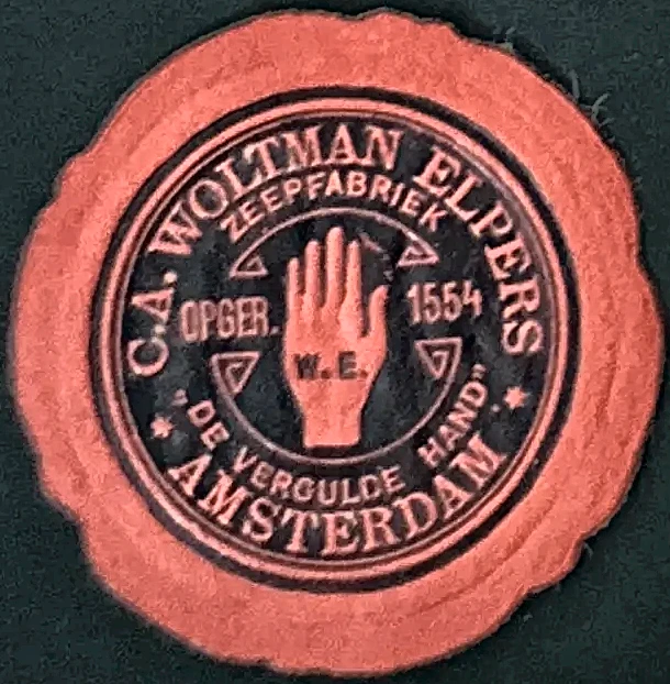 Sluitzegel C.A. Woltman Elpers Zeepfabriek De Vergulde Hand Amsterdam