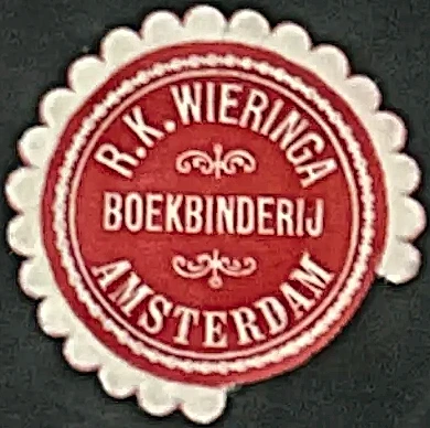 Sluitzegel Boekbinderij R.K. Wieringa Amsterdam