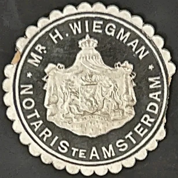 Sluitzegel Notaris Mr. H. Wiegman Amsterdam