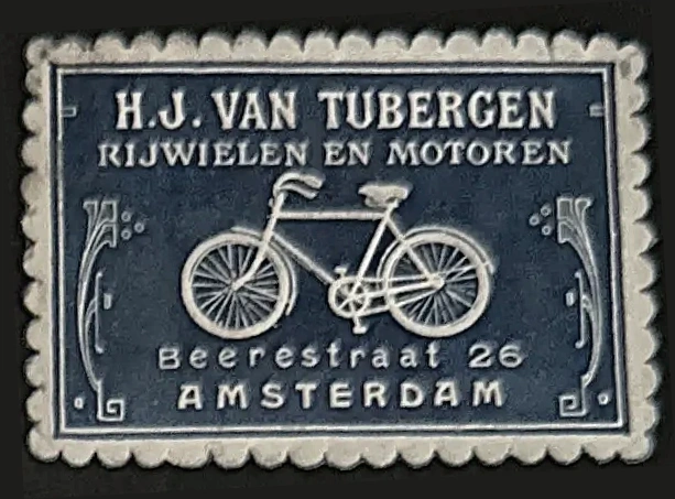 Reclamesluitzegel H.J. van Tubergen – Rijwielen en Motoren Amsterdam
