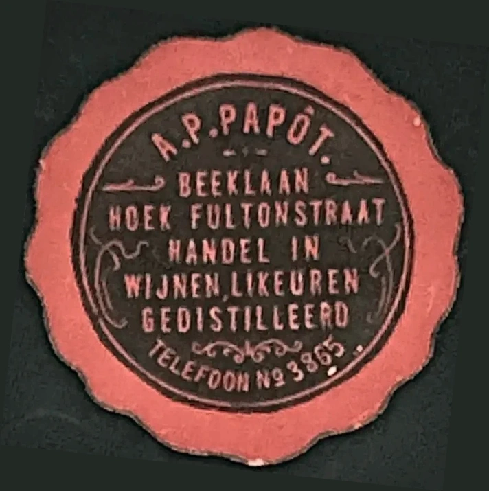 Sluitzegel A.P. Papôt - Wijn- en Likeurshandel Den Haag