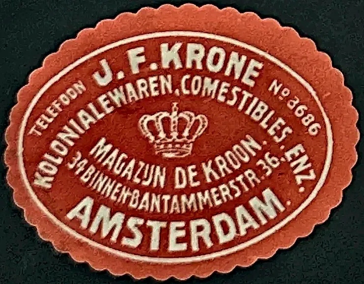 Sluitzegel J.F. Krone – Magazijn De Kroon, Amsterdam