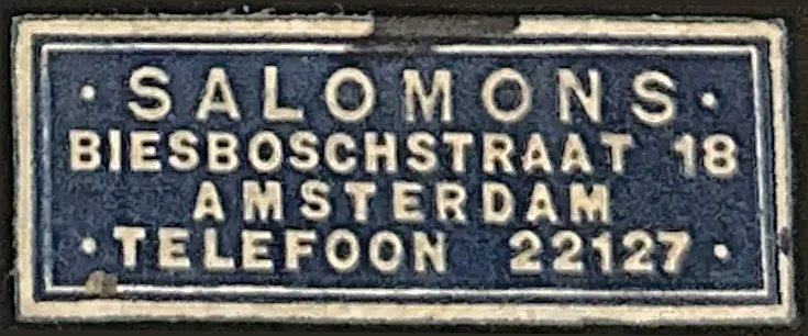 Reclameplaat Salomons, Amsterdam