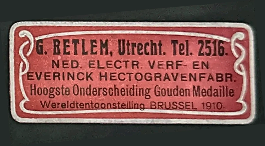 Reclamesluitzegel G. Betlem Utrecht – Ned. Electr. Verf- en Hectogravenfabriek