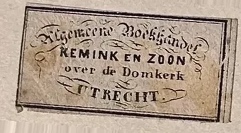 Sluitzegel Algemeene Boekhandel Kemink en Zoon, Utrecht