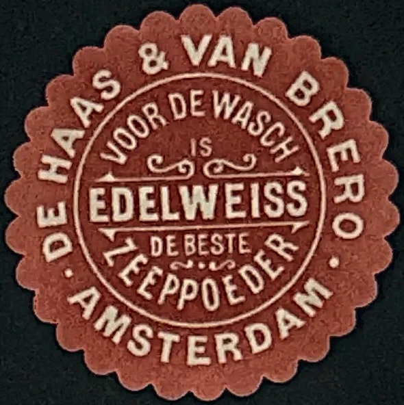 Sluitzegel De Haas & Van Brero – Edelweiss Zeeppoeder Amsterdam