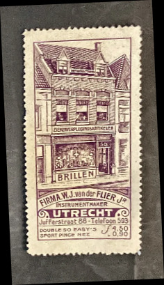 Reclamesluitzegel Firma W.J. van der Vlier Jr. – Opticiën Utrecht
