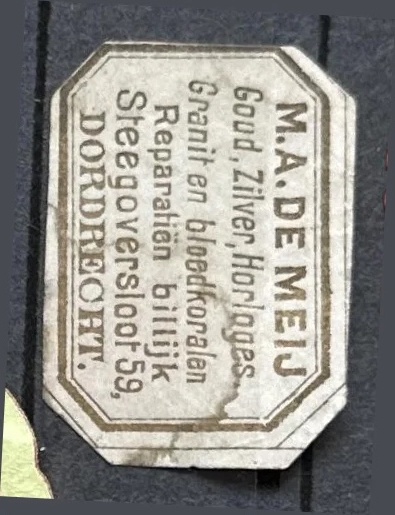 Sluitzegel M.A. de Meij – Juwelier en Horlogemaker, Dordrecht