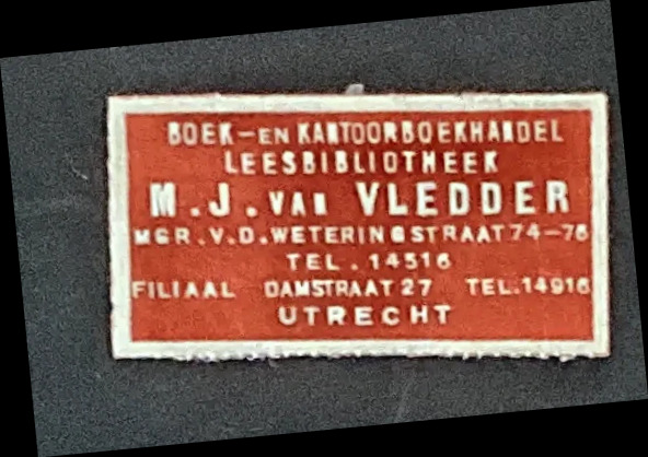 Sluitzegel Boekhandel M.J. van Vledder Utrecht