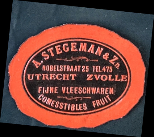 Sluitzegel A. Stegeman & Zn. – Fijne Vleeswaren, Utrecht/Zwolle