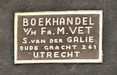 Sluitzegel Boekhandel V/H Fa. M. Vet – Utrecht