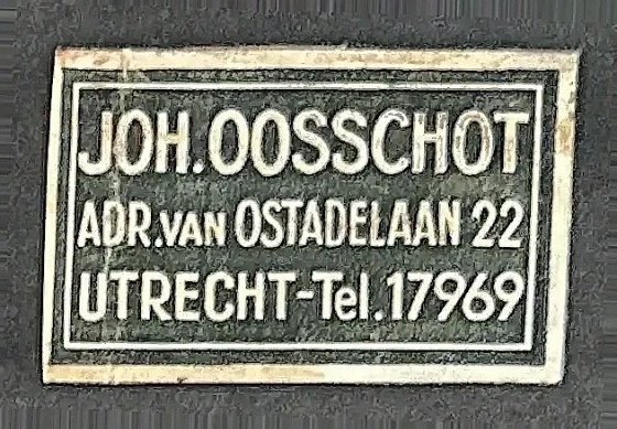 Adresetiket Joh. Oosschot – Utrecht