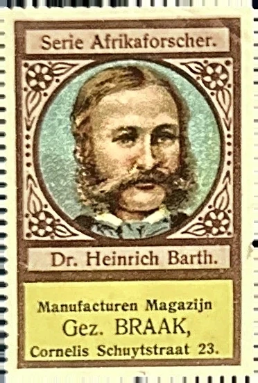 Reclamesluitzegel Gez. Braak – Serie Afrikaforscher: Dr. Heinrich Barth