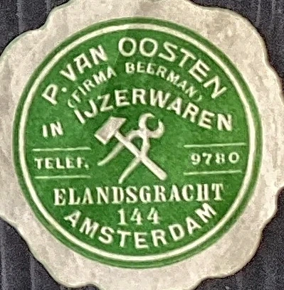 Sluitzegel P. van Oosten – IJzerwarenhandel Amsterdam