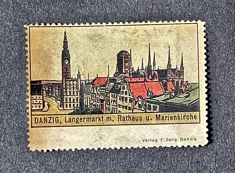 Danzig – Langenmarkt met Stadhuis en Mariakerk