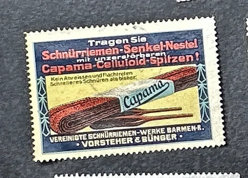 Capama Celluloid Veterstippen – Vereinigte Schnürriemen-Werke Barmen