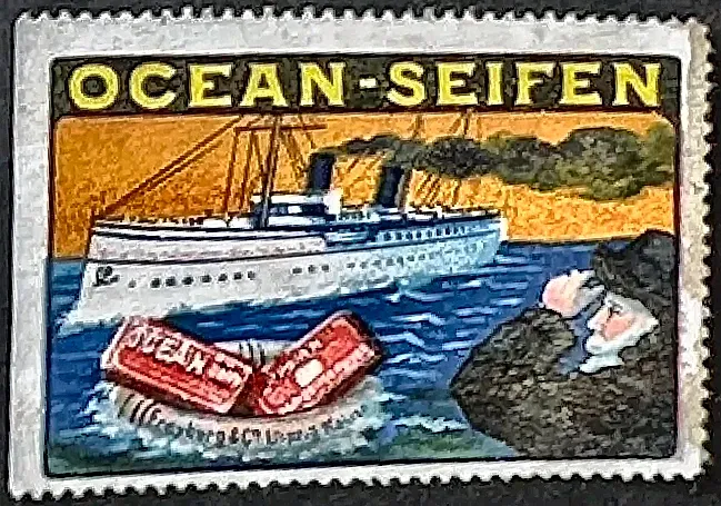 Ocean-Seifen reclamesluitzegel met stoomschip