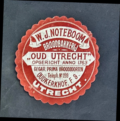 Sluitzegel Broodbakkerij 'Oud Utrecht' – W.J. Noteboom