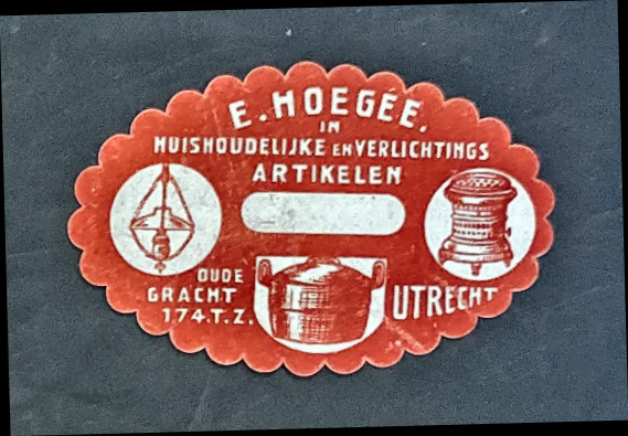 Reclamesluitzegel E. Hoegée – Huishoudelijke en Verlichtingsartikelen Utrecht