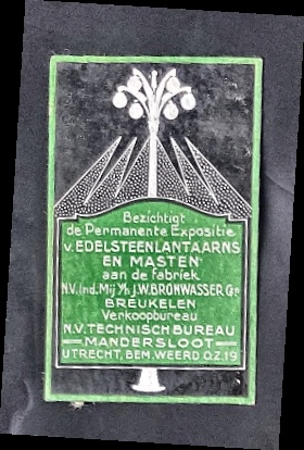 Reclamesluitzegel Edelsteenlantaarns en Masten – Bronwasser Breukelen