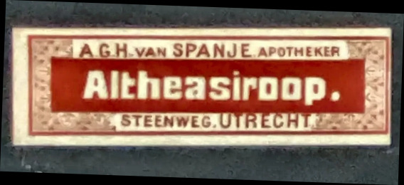 Apothekerskleefzegel Altheasiroop – A.G.H. van Spanje, Utrecht