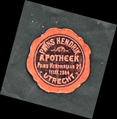 Sluitzegel Prins Hendrik Apotheek Utrecht
