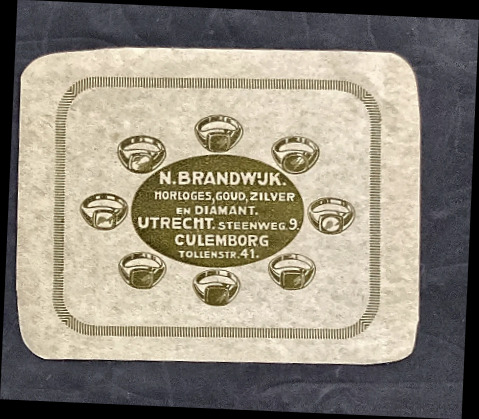 Reclamesluitzegel N. Brandwijk Juwelier Utrecht & Culemborg