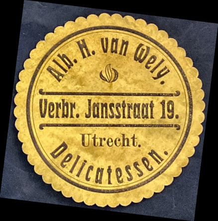 Sluitzegel Alb. H. van Wely Delicatessen Utrecht