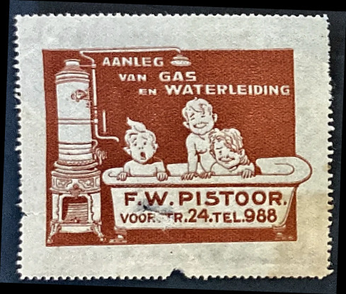 Reclamesluitzegel F.W. Pistoor – Aanleg van Gas en Waterleiding