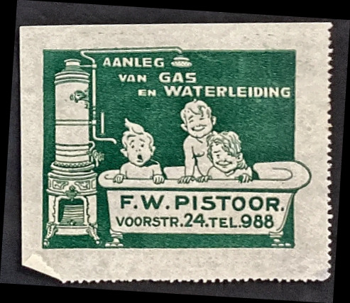 Reclamesluitzegel F.W. Pistoor – Aanleg van Gas en Waterleiding