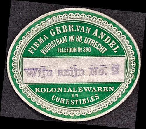 Sluitzegel Firma Gebr. Van Andel – Wijn Azijn No. 2, Utrecht