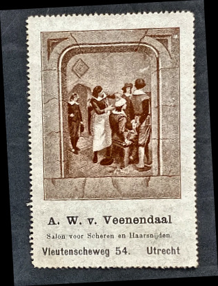 Sluitzegel A.W. v. Veenendaal – Salon voor Scheren en Haarsnijden, Utrecht