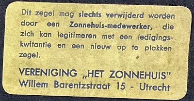 Sluitzegel Vereniging Het Zonnehuis Utrecht