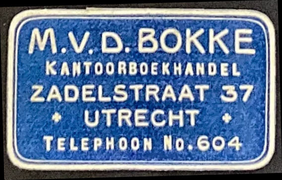 Sluitzegel M.v.D. Bokke Kantoorboekhandel Utrecht
